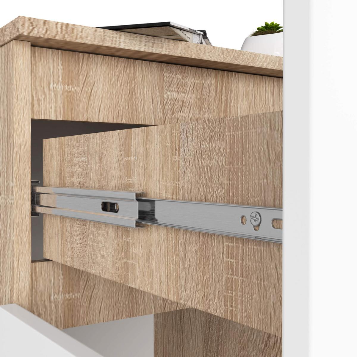 KOMMODE Eiche Sonoma, Weiß 99/80/40 - Weiß, Holzwerkstoff (80/99/40cm) - RAUMHIRSCH FURNITURE