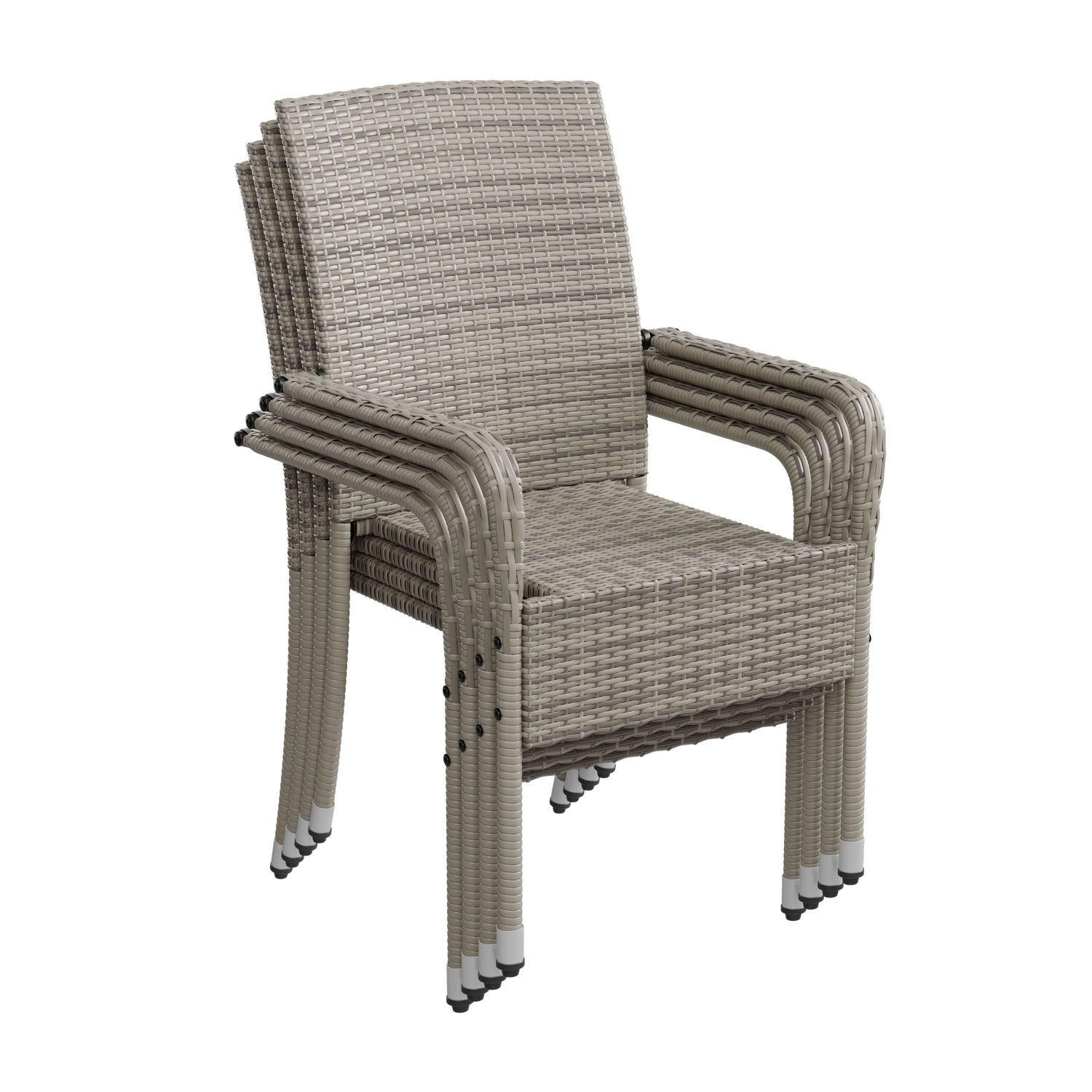 GARTENSTÜHLE Yoro 4er-Set - Grau, Kunststoff (50/90/50cm) - Juskys