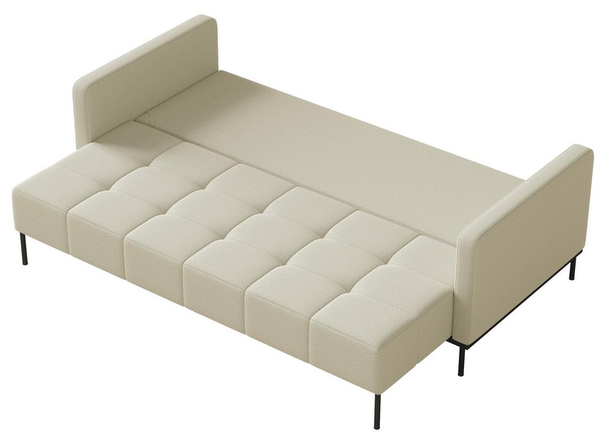 SCHLAFSOFA Skilia mit Schlaffunktion, 3-Sitzer 224 cm - Ecru/Schwarz, Textil/Metall (224/85/102cm) - Selsey