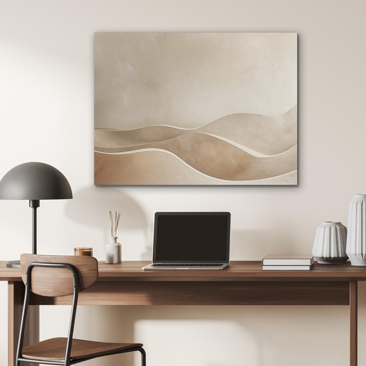 AKUSTIKBILD Beige - Natur - Abstrakt - Modern Gemälde 80x60 cm - Beige, Kunststoff (80/60/0.9cm) - MuchoWow