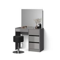 SCHMINKTISCH-SET Imola Grau 90 cm mit Hocker - Grau, Holzwerkstoff (90/75/40cm) - Livinity®