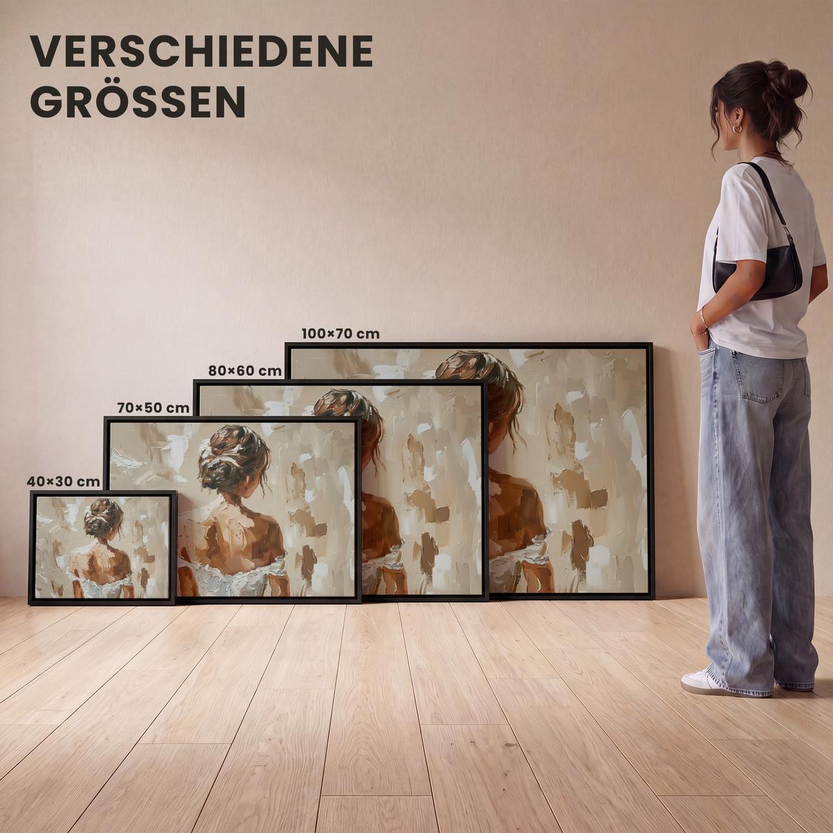 LEINWAND Bilder mit Rahmen - Frau - Farbe - Abstrakt - Beige - Modern - 40x30 - Sandfarben, Textil (40/30cm) - MuchoWow