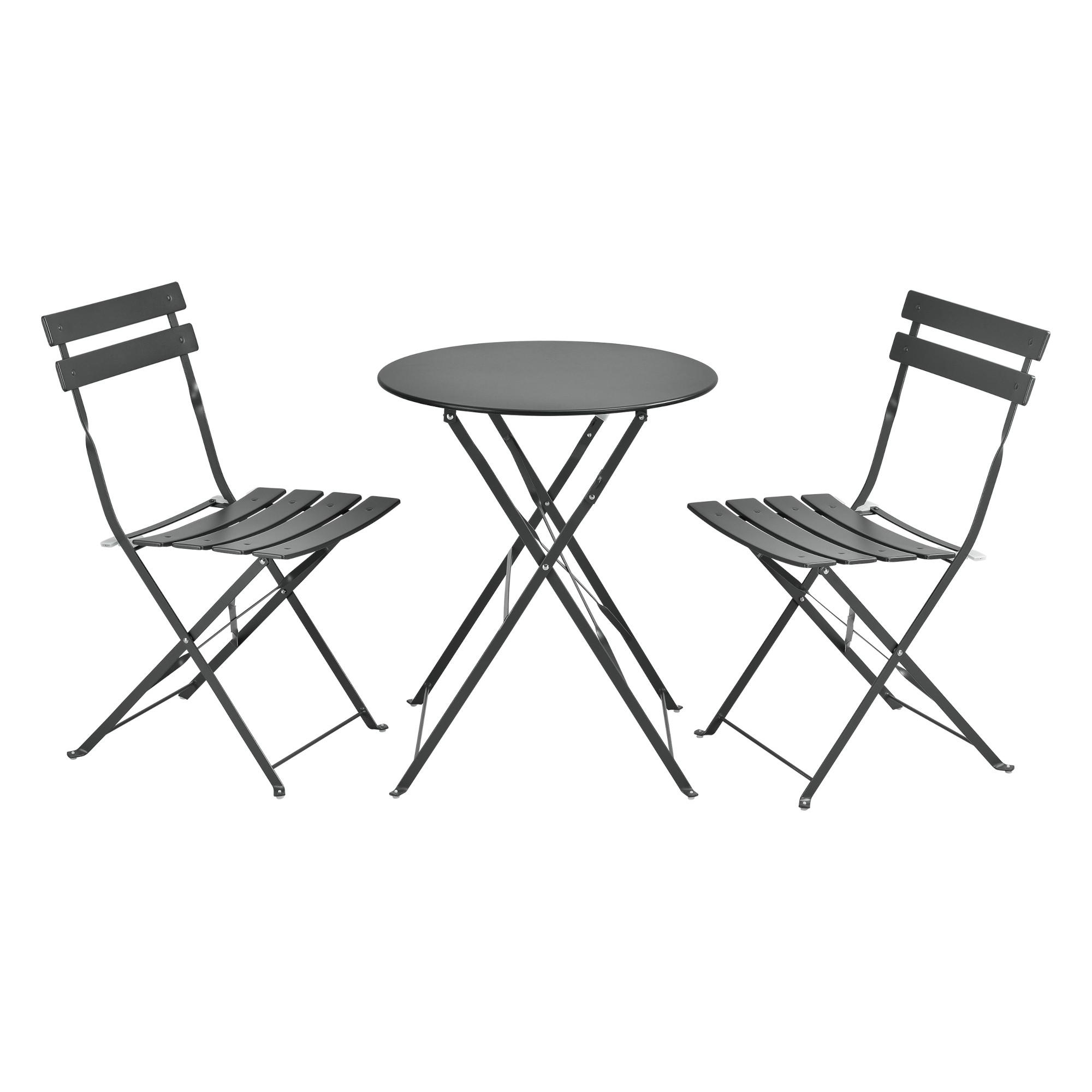 BALKON-SET 3 TLG. Caprile - Dunkelgrau, Metall - [en.casa]