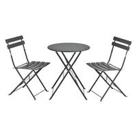 BALKON-SET 3 TLG. Caprile - Dunkelgrau, Metall - [en.casa]