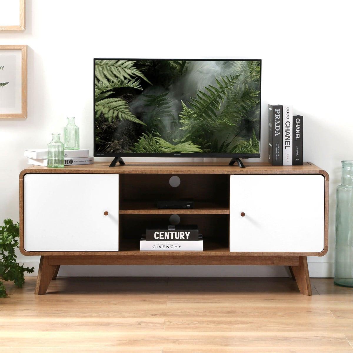 TV-MÖBEL 2 türen und 2 fächer albura 39/53/128,5 cm - Nussbaumfarben, Holzwerkstoff (39/53/46.5cm) - Calicosy