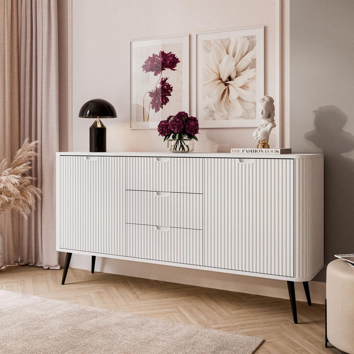 KOMMODE ZAIRA KSZ168 mit Schubladen Weiß - Weiß, Holzwerkstoff (168/87/39cm) - Lookway