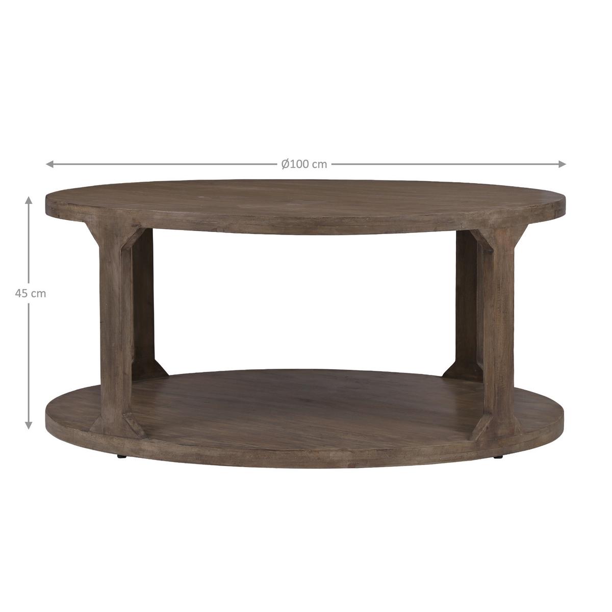 COUCHTISCH Ø100x45 cm rund Natur handgefertigt aus Mangoholz - Naturfarben, Holz (100/100/45cm) - WOMO-DESIGN