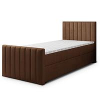 BOXBETT ARION 80 80x200 cm mit Matratze und Topper, H2+H3 - Braun - Braun, Holz (80/200cm) - MASSENO