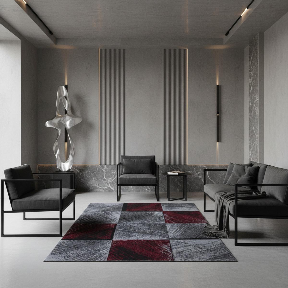 TEPPICH Kurzflor INN in Rot, kariert, 120 x 170 cm - Rot, Textil (170/120cm) - KADIMA DESIGN