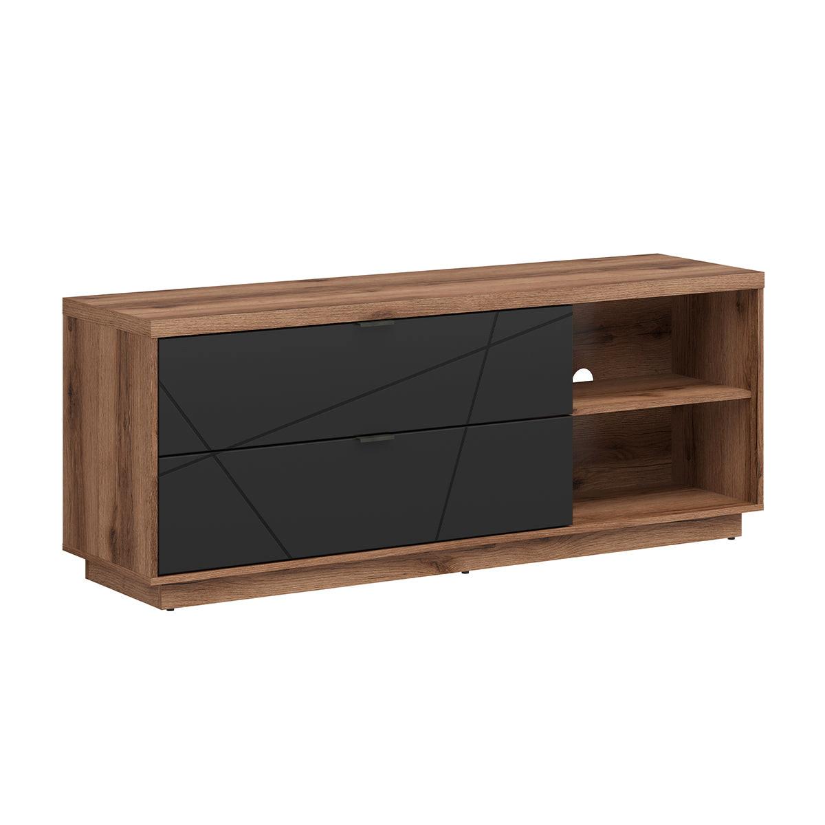 TV-MÖBEL Sven Schwarz und Holz - Schwarz, Holzwerkstoff (156/61/43cm) - Petits-meubles