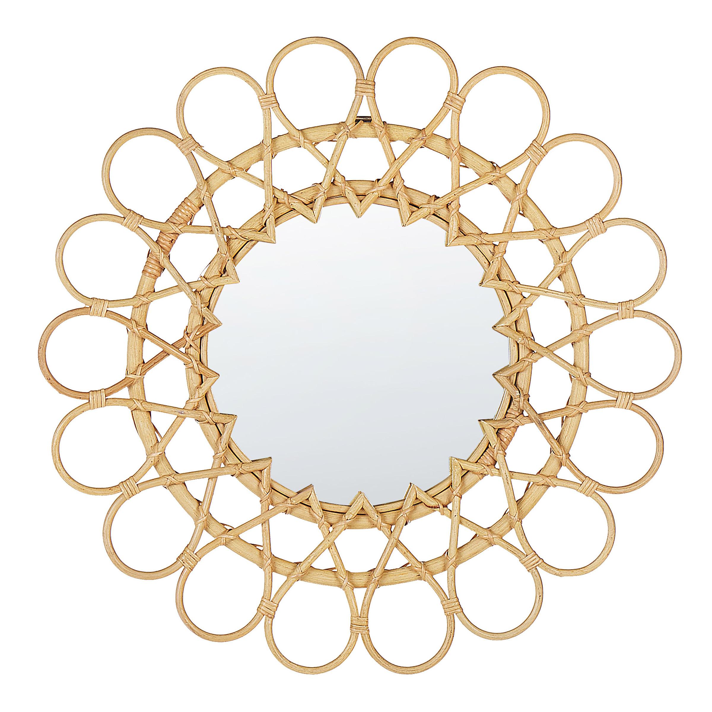 WANDSPIEGEL Rattan natürlich Sonnenform 60 cm Babai - Beige/Naturfarben, Naturmaterialien (60/60/3cm) - Beliani