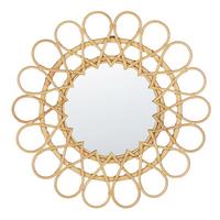 WANDSPIEGEL Rattan natürlich Sonnenform 60 cm Babai - Beige/Naturfarben, Naturmaterialien (60/60/3cm) - Beliani
