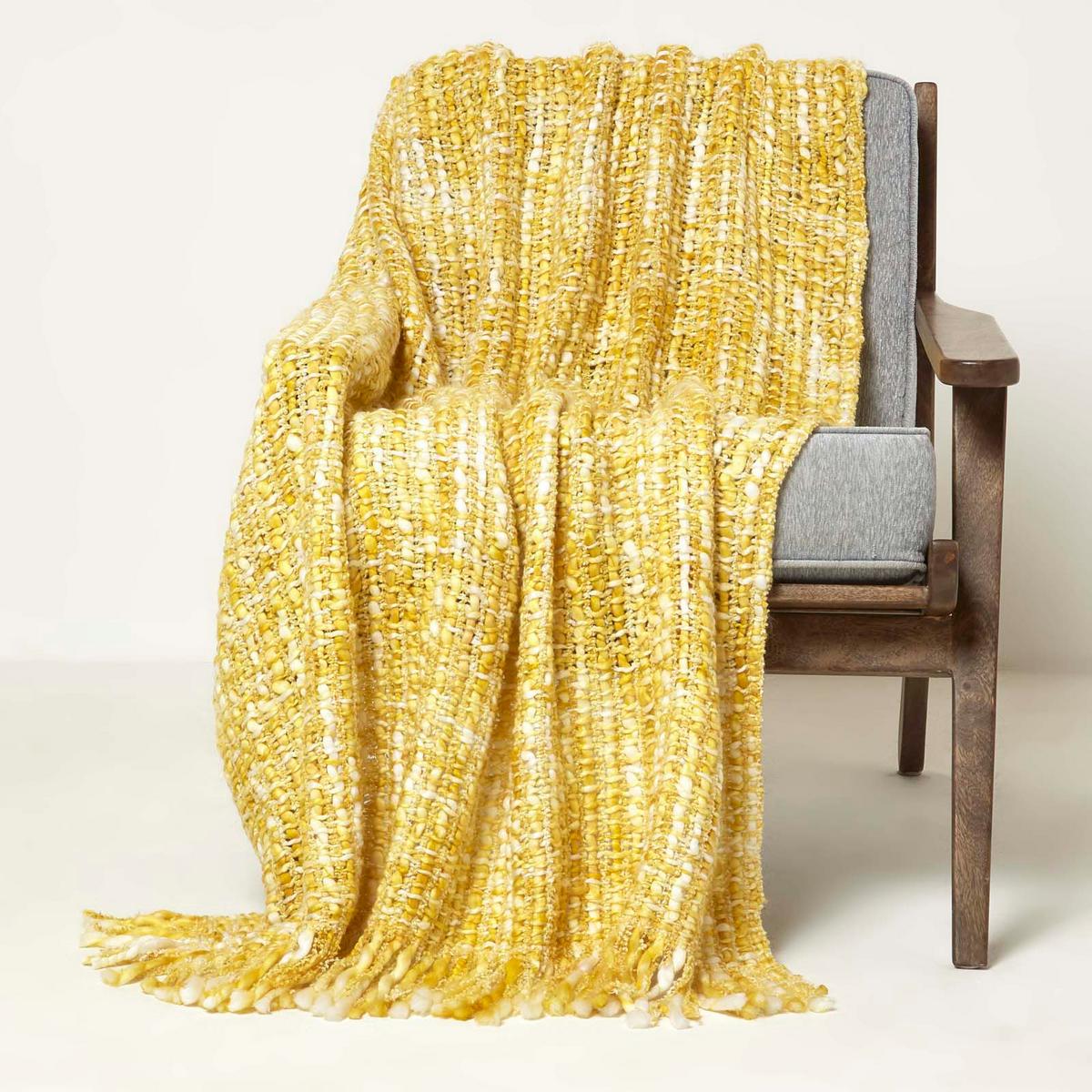 PLAID Ophelia 125/150 cm, meliert - Gelb, Textil (125/150cm) - Homescapes