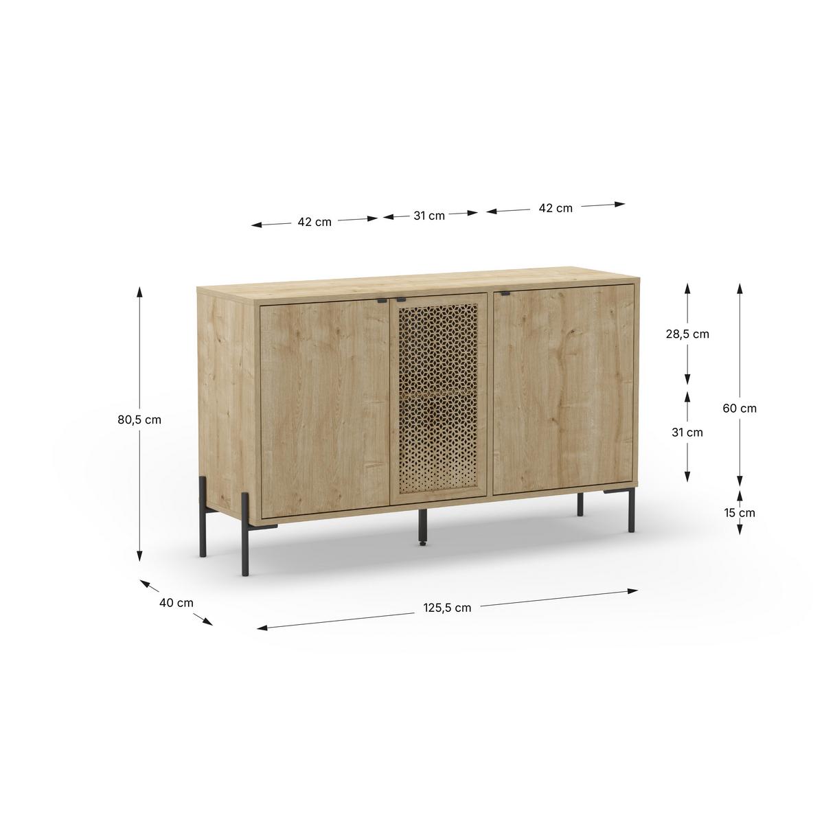 KOMMODE Inca Braun 125.6/40/80.5 cm - Braun, Holz (40/80.5/125.6cm) - Calicosy
