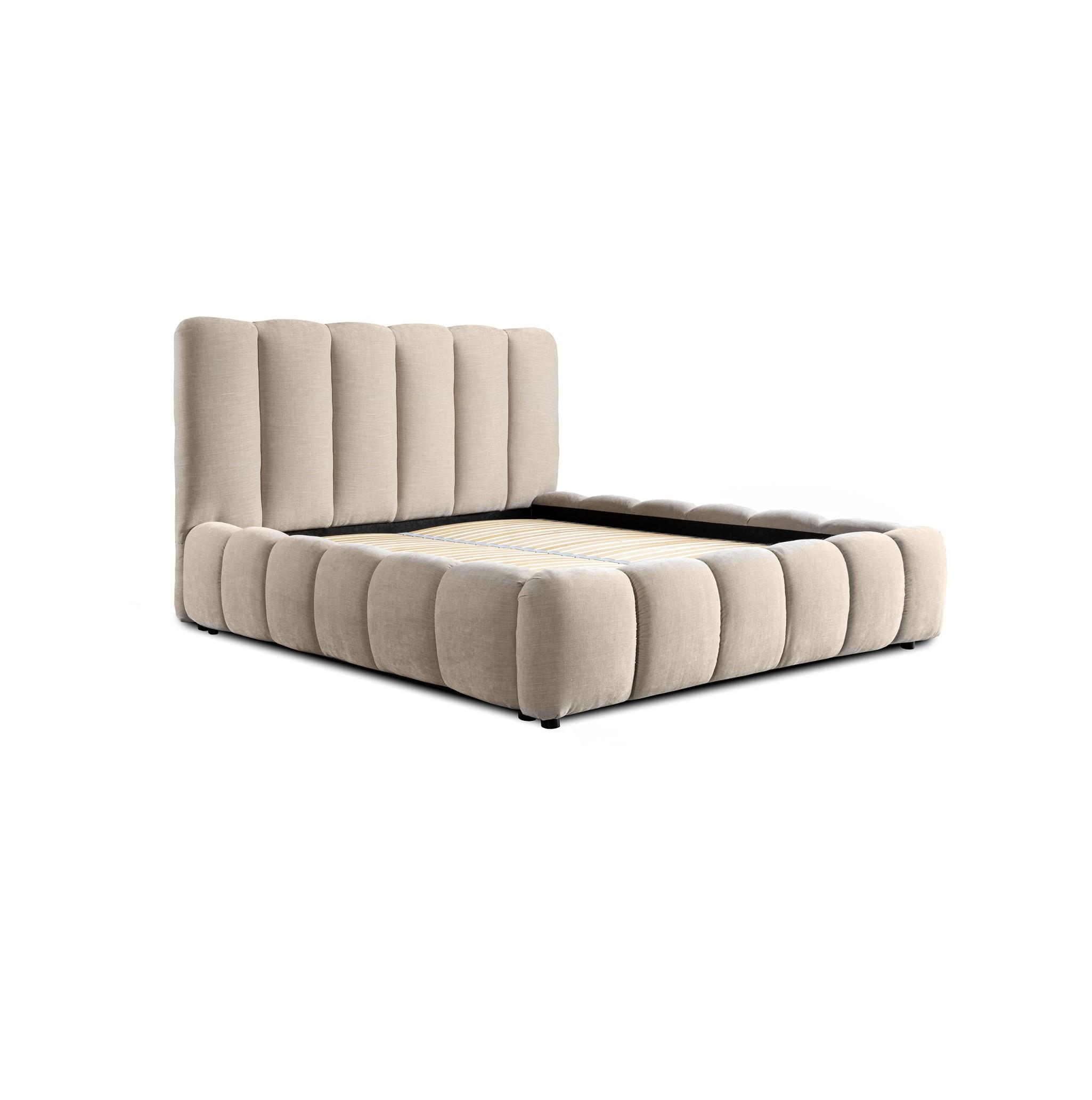 POLSTERBETT Doppelbett Heda In Stoff Boston - Champagner, Holzwerkstoff/Textil (180/200cm) - Fun Möbel