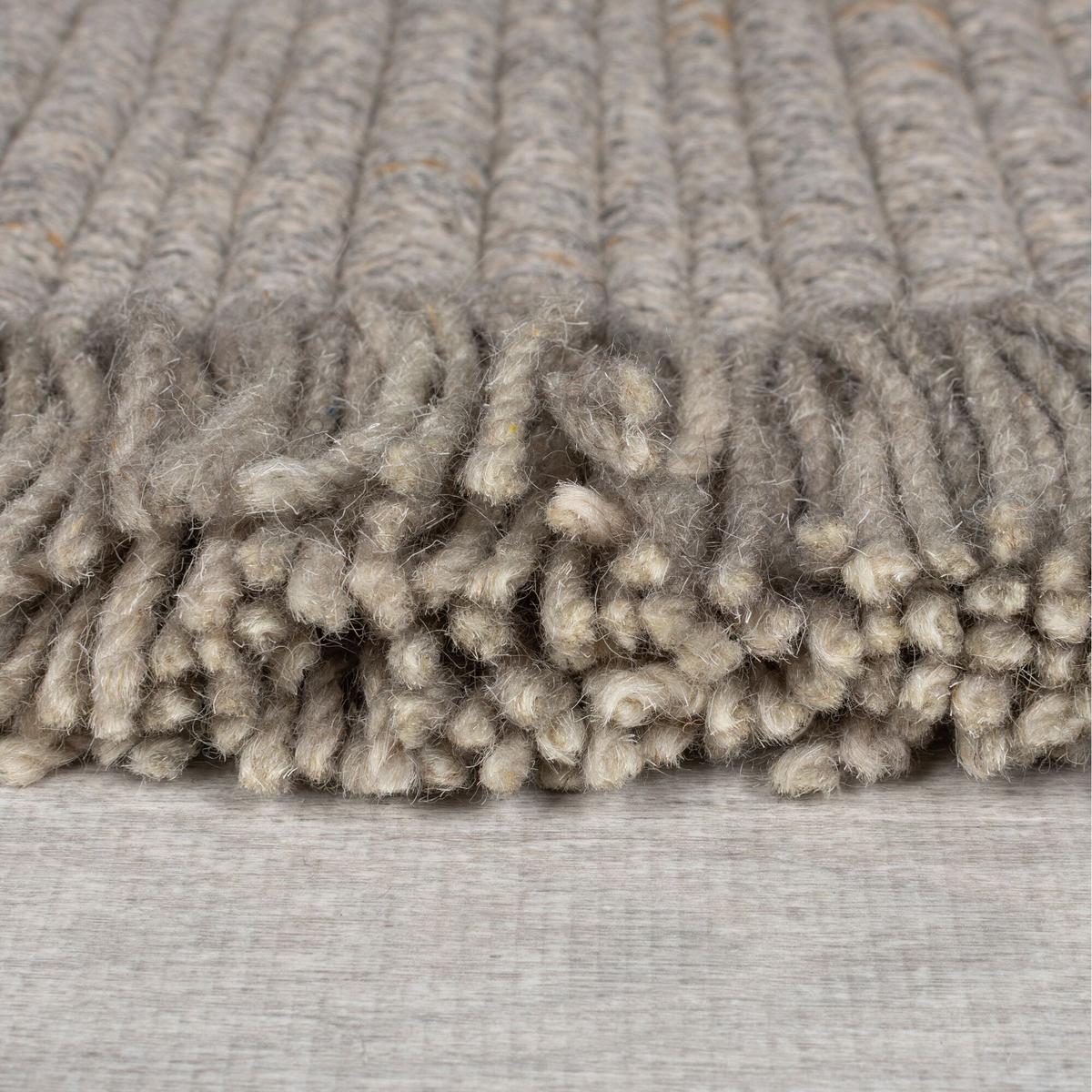 WOLLTEPPICH handgewebt mit Fransen BOYNE, im Landhaus-Stil, Grau, 60 x 230 cm - Grau, Textil (60/230cm) - KADIMA DESIGN