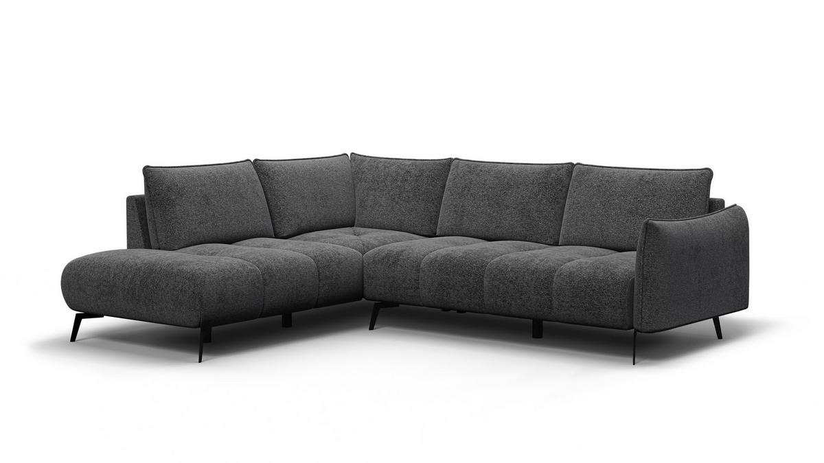 ECKSOFA AERA 5-Sitzer links, dunkelgrau - Dunkelgrau/Schwarz, Holz/Textil (268/206cm) - Wozimo