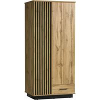DREHTÜRENSCHRANK Lamelo mit 2 Türen und Schublade, mit Lamellen, 90 cm, Eiche Wotan - Eiche Wotan, Holzwerkstoff (90/194/52cm) - Beautysofa