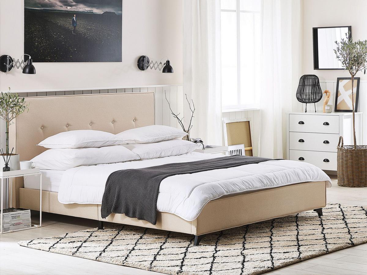 POLSTERBETT 180/200cm Beige Ambassador - Beige, Textil (180/200cm) - Beliani