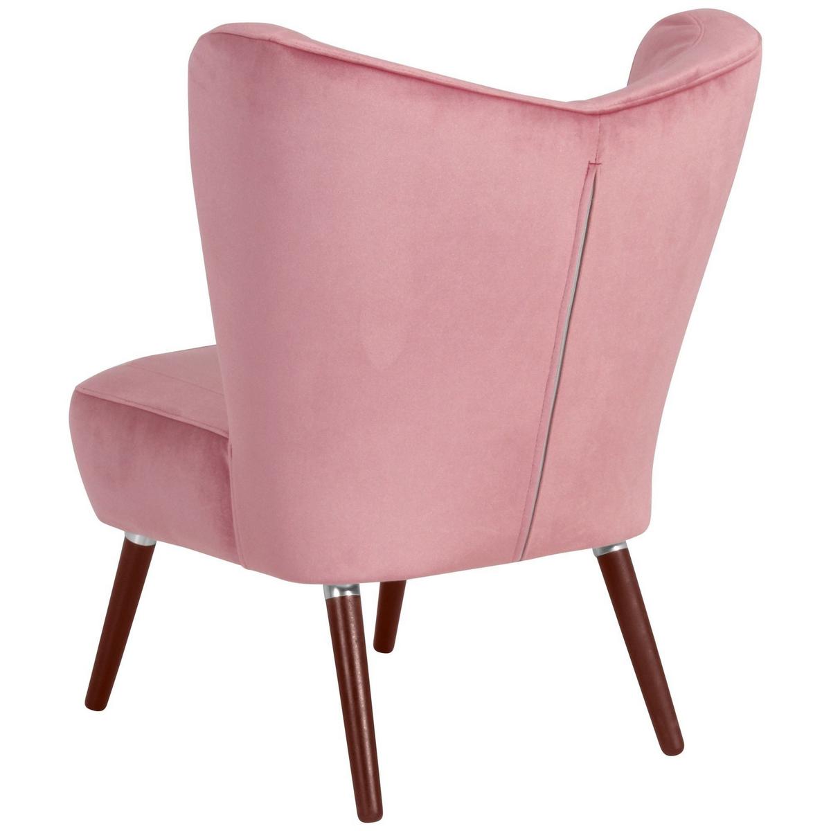 SESSEL Kathy Bezug Samtvelours Buche nussbaum dunkel / rosé - Rosa, Kunststoff (70/86/69cm) - 58aufmkessel