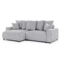 ECKSOFA Calma mit Schlaffunktion und Bettkasten im Bumpy-Design aus weichem Hellgrau Chenille-Stoff - Ottomane links - Beige/Hellgrau, Holz/Kunststoff (140/239cm) - S-Style Möbel