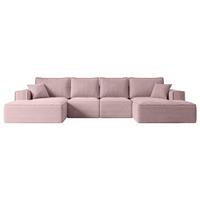 WOHNLANDSCHAFT mit Schlaffunktion und Bettkasten SIERRA-U-S - 349x161x87 cm Rosa Cord - Schwarz/Rosa, Holzwerkstoff/Kunststoff (349/87/161cm) - ALTDECOR
