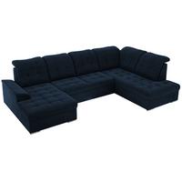 WOHNLANDSCHAFT MADRITO U - Dunkelblau Velorus - Rechts - Silberfarben/Dunkelblau, Textil/Metall (323/89/204cm) - MKS