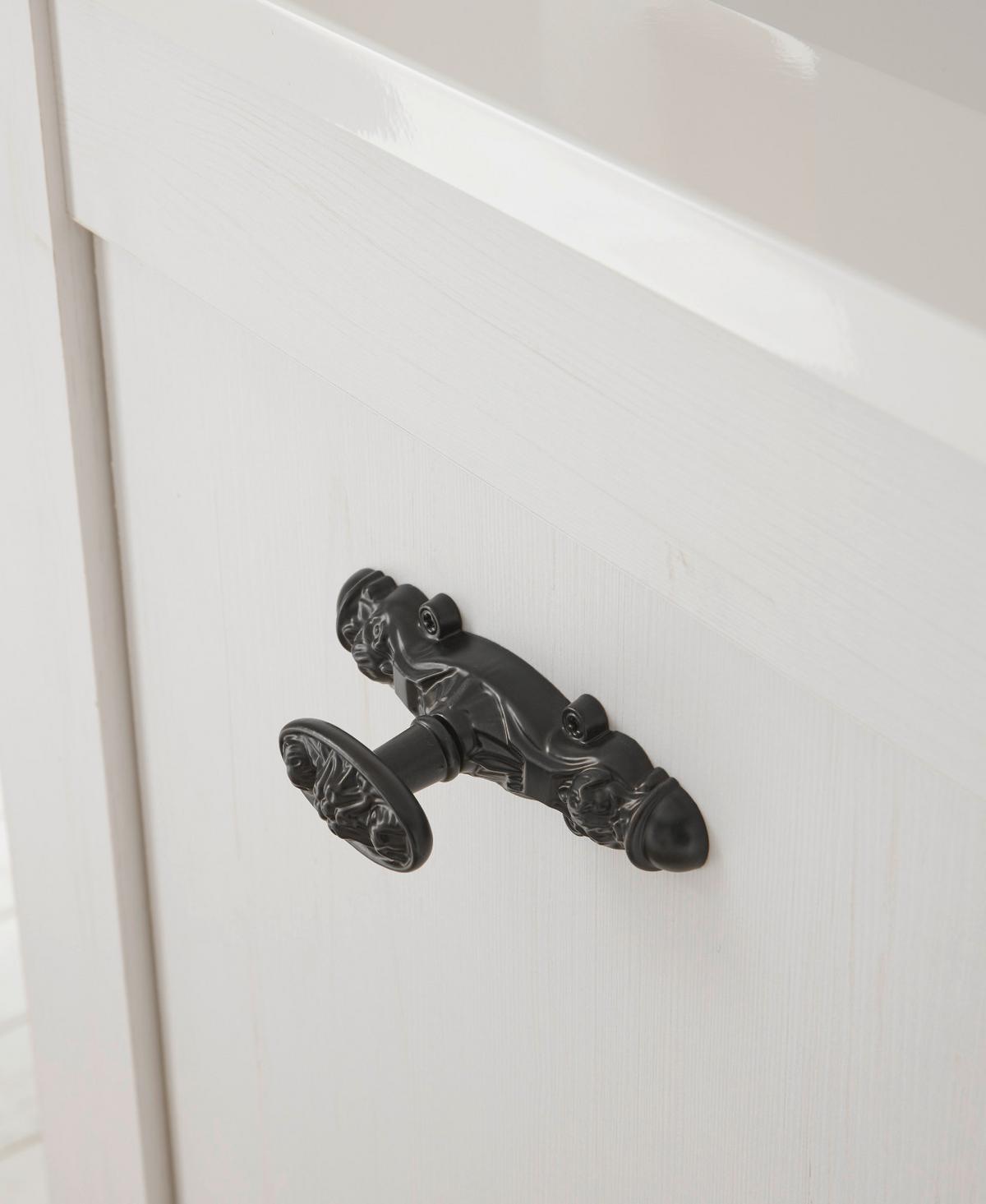 WASCHBECKENUNTERSCHRANK Waschbecken Pinie weiß, Oslo Pinie Landhaus, Waschtisch Set hängend - Dunkelgrau/Weiß, Holzwerkstoff/Metall (82/56/47cm) - Furn.Design