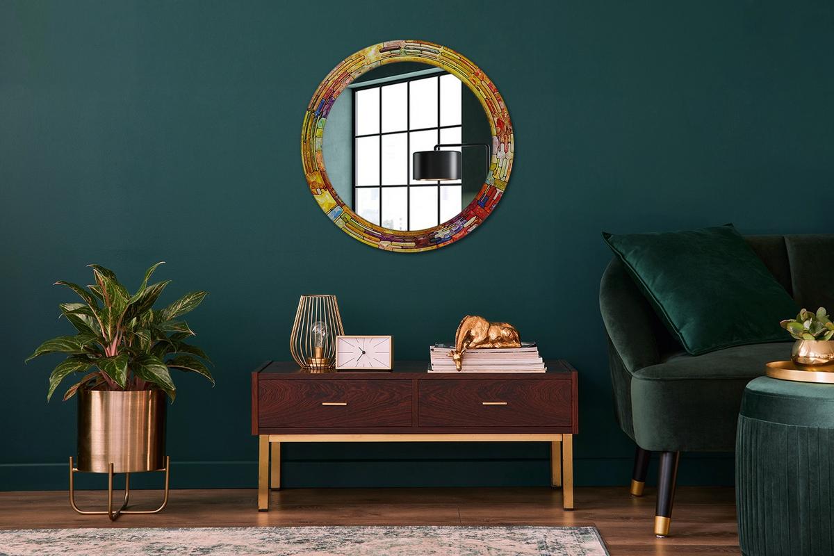 SPIEGEL Ø70 cm Rund mit Aufdruck - Multicolor, Glas (70/70/0.4cm) - TULUP