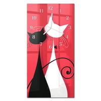 WANDUHR aus Glas 30x60 cm - Katzen - Rot, Glas (30/60/0.4cm) - TULUP