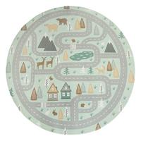 KINDERTEPPICH Waschbar, mit Waldwege‑Muster, Türkis, Ø 150 cm - Blau, Textil (150/150cm) - KADIMA DESIGN