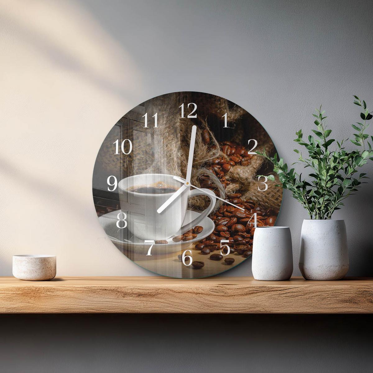 WANDUHR aus Glas Ø30 cm - Kaffee - Braun, Glas (30/30/0.4cm) - TULUP