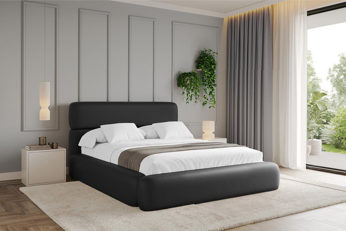 POLSTERBETT mit Bettkasten und Lattenrost, Boxbett ohne Matratze - ENORA 180x200 Schwarz Kunstleder - Schwarz Hochglanz, Holzwerkstoff/Textil (180/200cm) - ALTDECOR