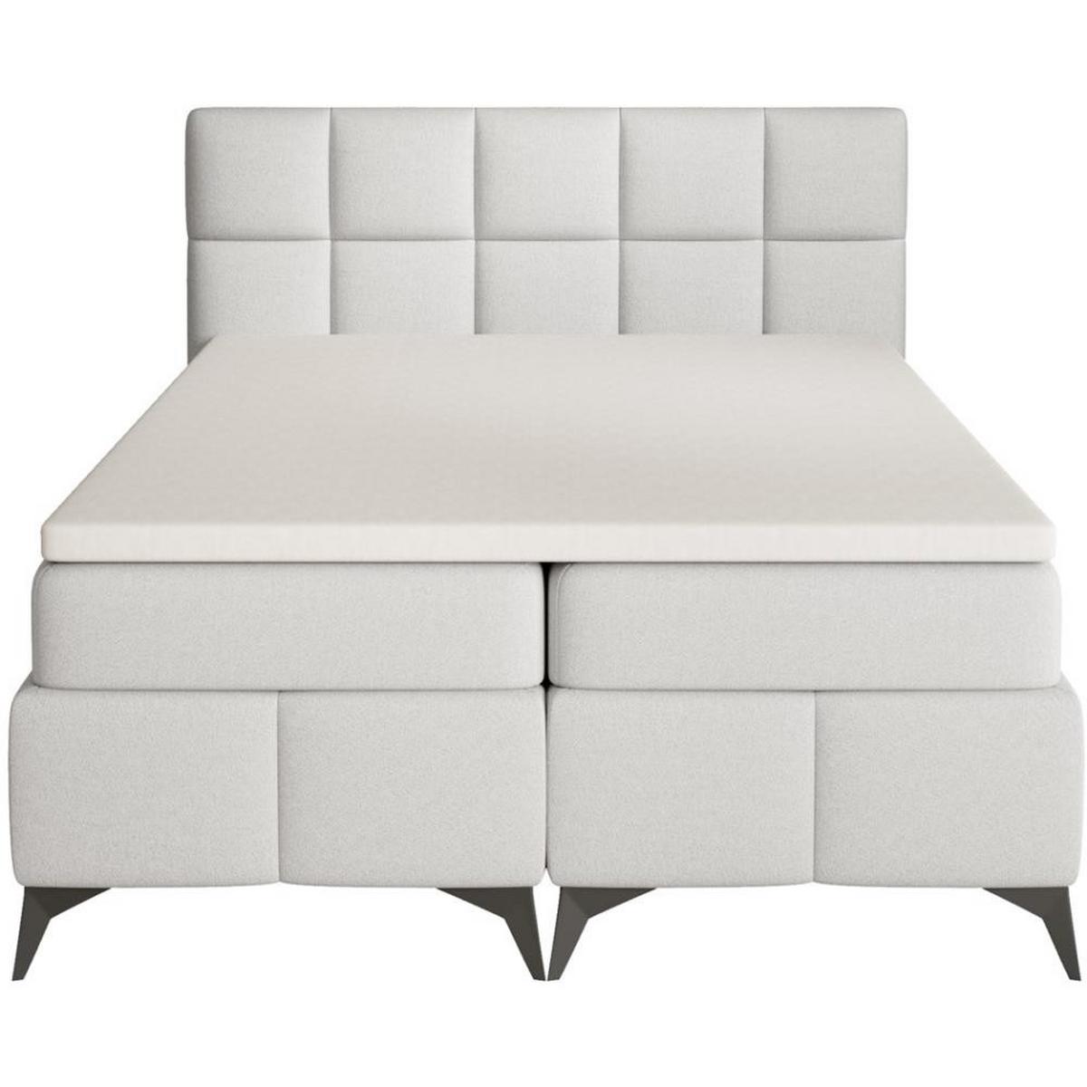 BOXBETT Solido mit Bettkasten 140x200 cm hellgrau - Hellgrau/Schwarz, Textil/Metall (140/200cm) - Beautysofa