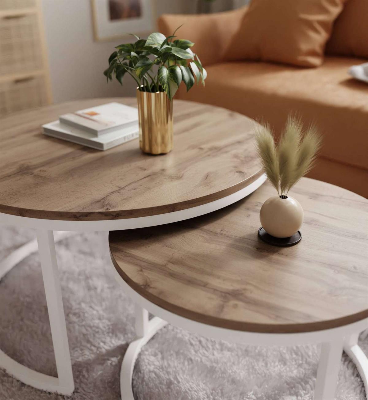 COUCHTISCH CIRI 2-in-1 Eichenholz Wotan - Weiß, Holzwerkstoff (80/80/48cm) - Lookway