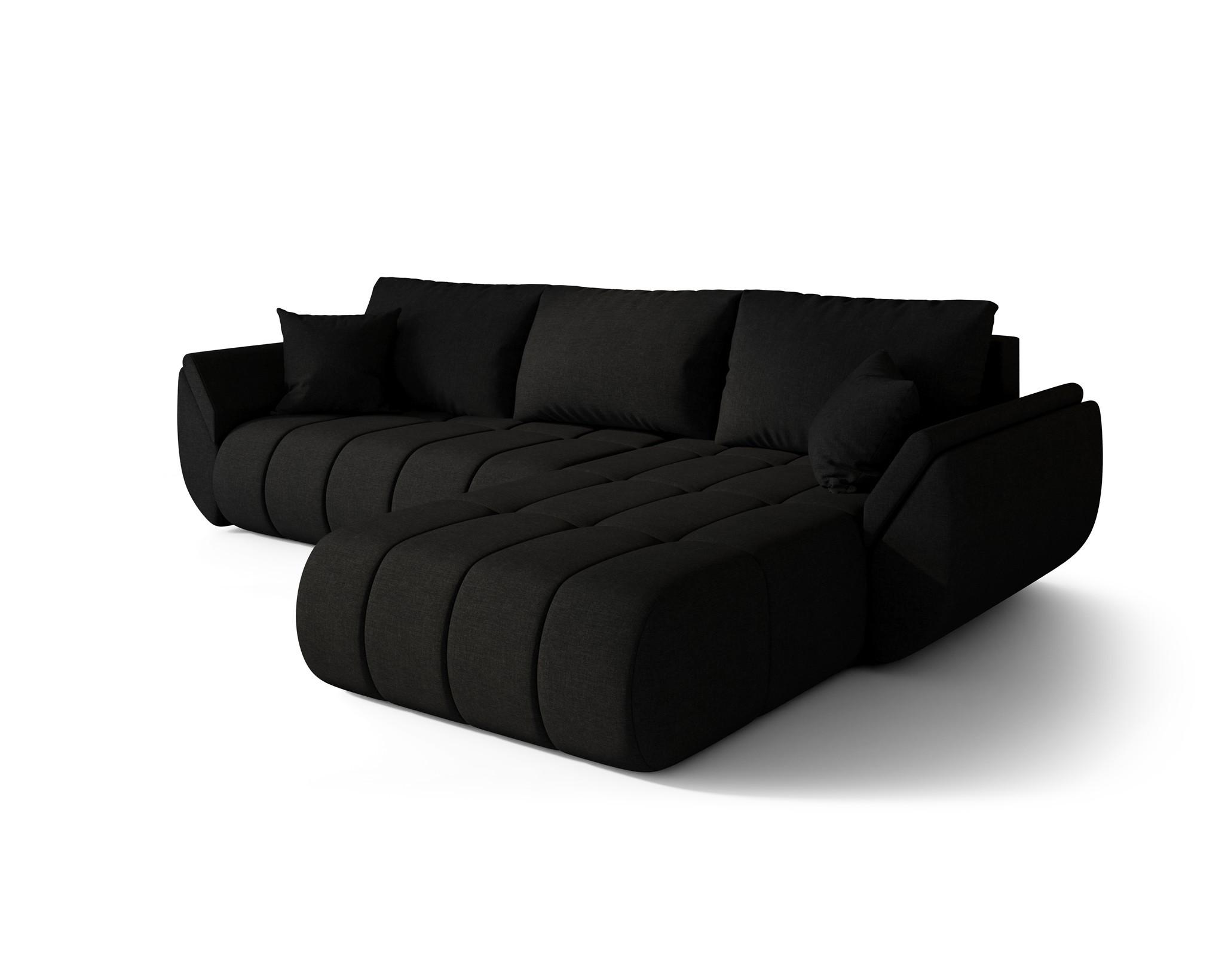 ECKSOFA Misato In Wind - Schwarz, Holzwerkstoff/Textil (280/175cm) - Fun Möbel