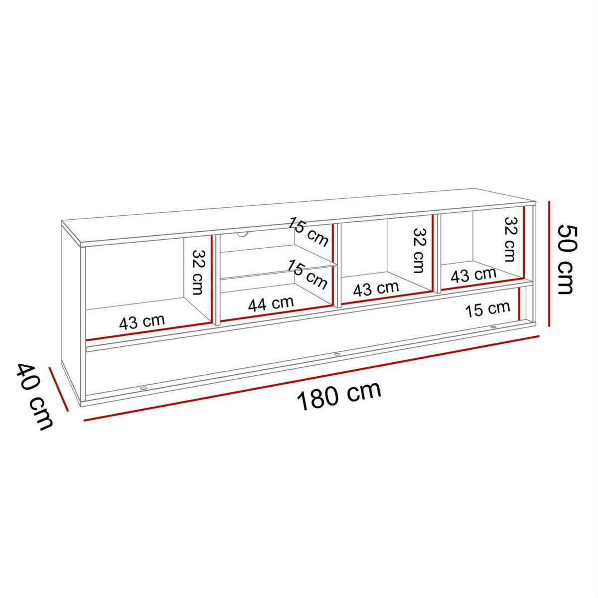 TV-ELEMENT VILLA 180 cm mit Einsatz aus Wotan Eiche - Eiche Wotan/Weiß, Holzwerkstoff (180/50/40cm) - Lookway