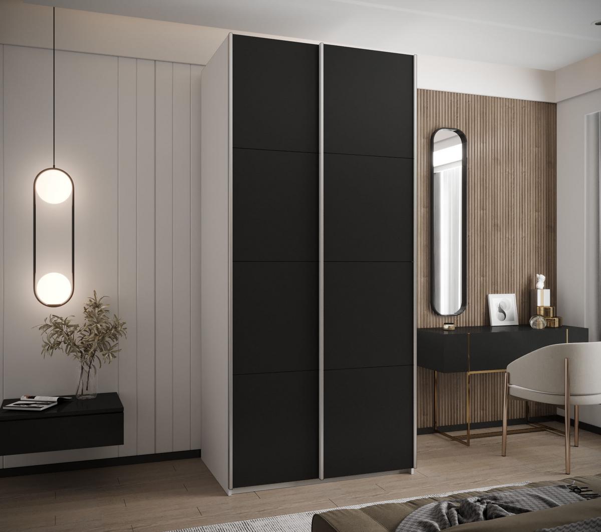 SCHWEBETÜRENSCHRANK 245,5/120/64 2-türig - Silberfarben/Schwarz, Holz/Metall (120/245/64cm) - Abiks Möbel