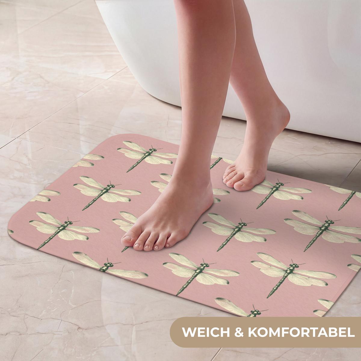 BADEMATTE Lillibells - Muster - Rosa 60x40 cm - Rosa, Textil (60/40cm) - OnlyWow