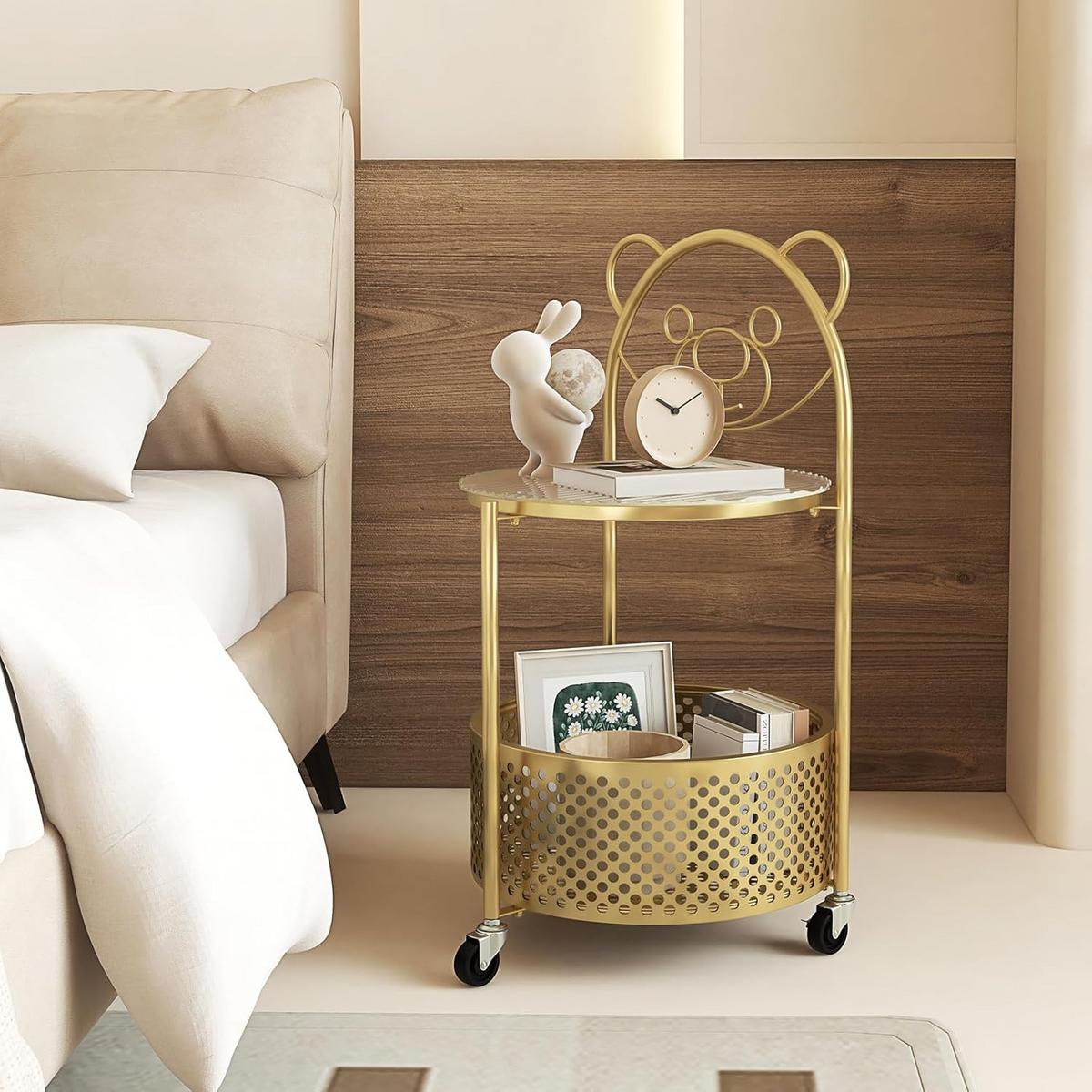 BEISTELLTISCH Gold - Goldfarben, Metall (36.5/40/71cm) - COSTWAY