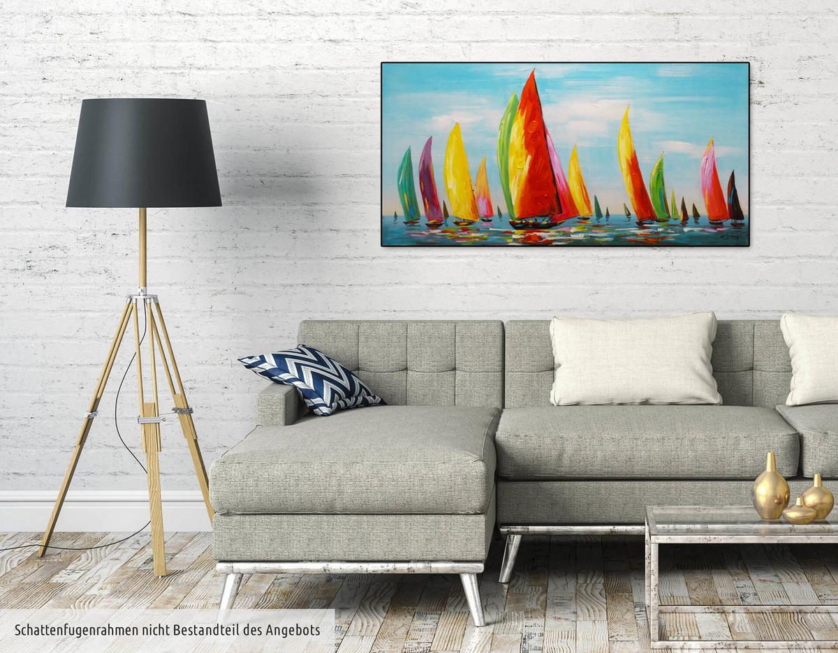 ÖLGEMÄLDE 120/60 cm - Blau, Holz/Textil (120/60cm) - KUNSTLOFT