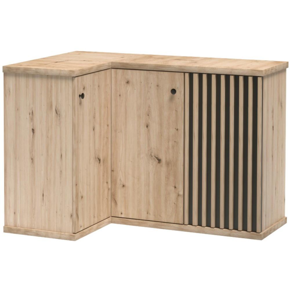 ECKKOMMODE Caya mit zwei Türen, Eiche Artisan, 123 cm - Eiche Artisan, Holzwerkstoff (123/85/82cm) - Beautysofa