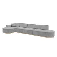 ECKSOFA Ottomane Links MARI-L3-v1 - 413x171x83 cm Grau Velours - Grau, Holzwerkstoff/Textil (413/171cm) - ALTDECOR