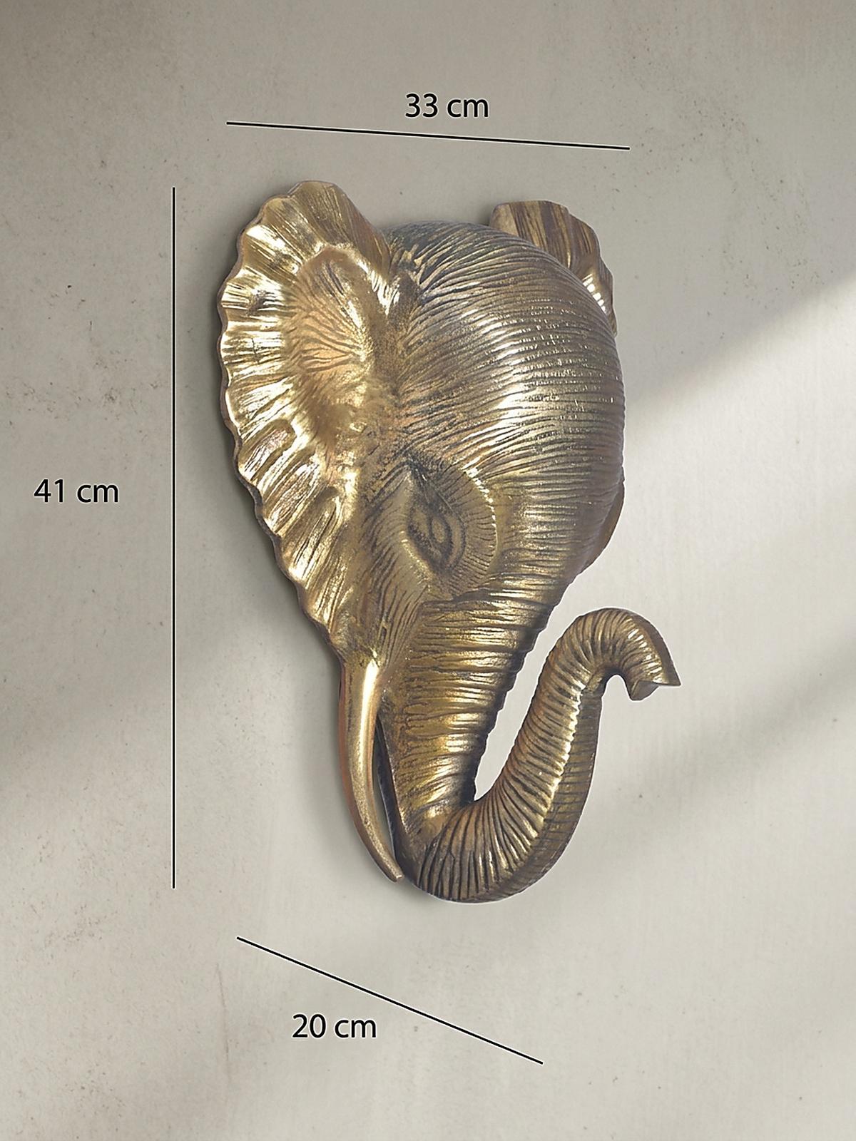WANDDEKO Elefant Aluminium goldfarben 41 cm im afrikanischen Stil - Goldfarben, Textil (33/41/20cm) - KADIMA DESIGN