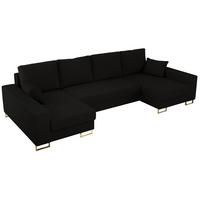 WOHNLANDSCHAFT DORIAN U Bouclé Schwarz - Goldfarben/Schwarz, Textil/Metall (312/85/138cm) - MKS