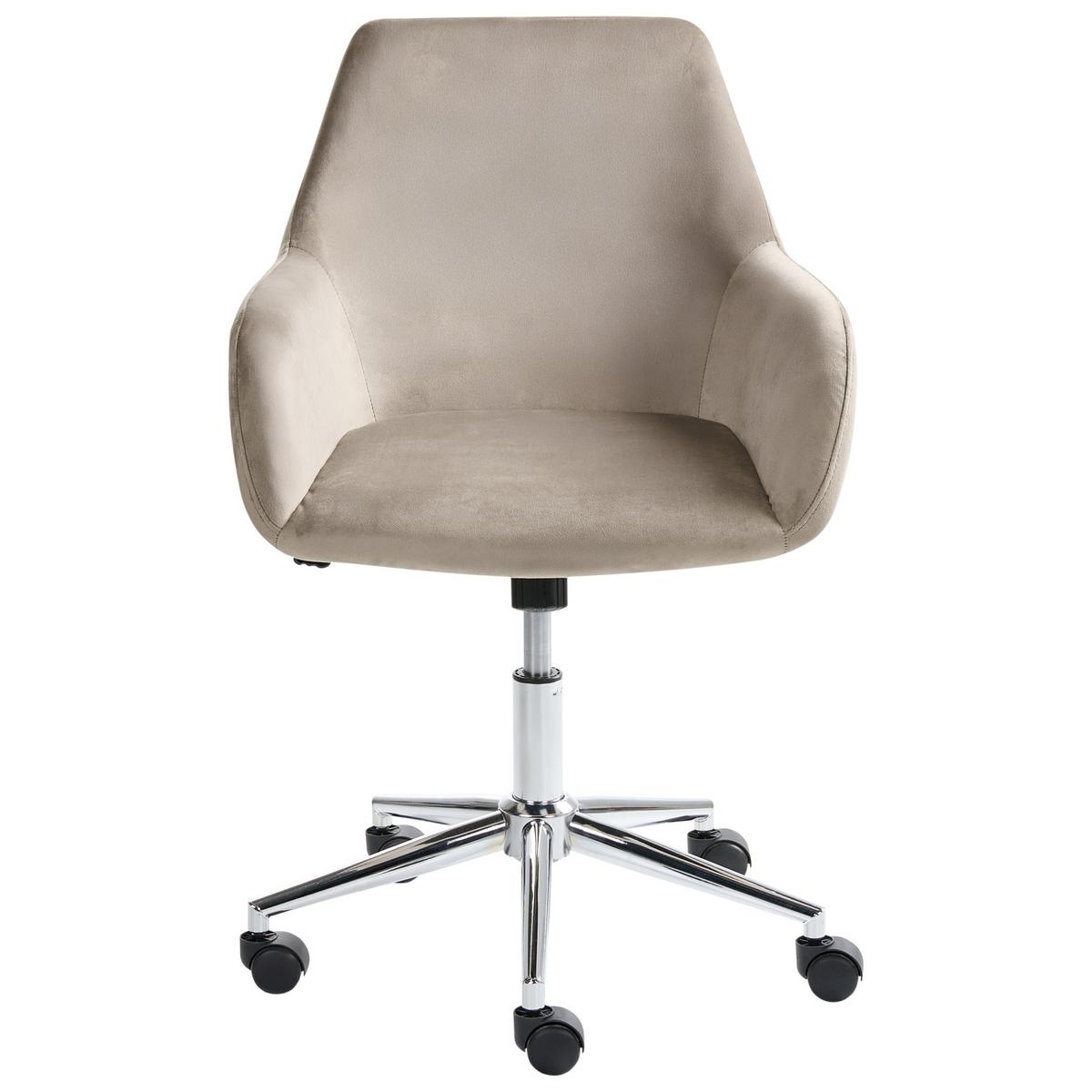 BÜROSTUHL Samtstoff Taupe Wellston - Taupe, Textil/Metall (55/80/55cm) - Beliani