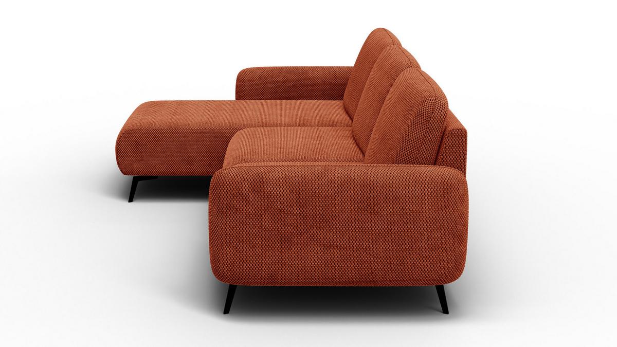 ECKSOFA FEBE 4-Sitzer links, dunkelorange - Dunkelorange/Schwarz, Holz/Textil (264/157cm) - Wozimo