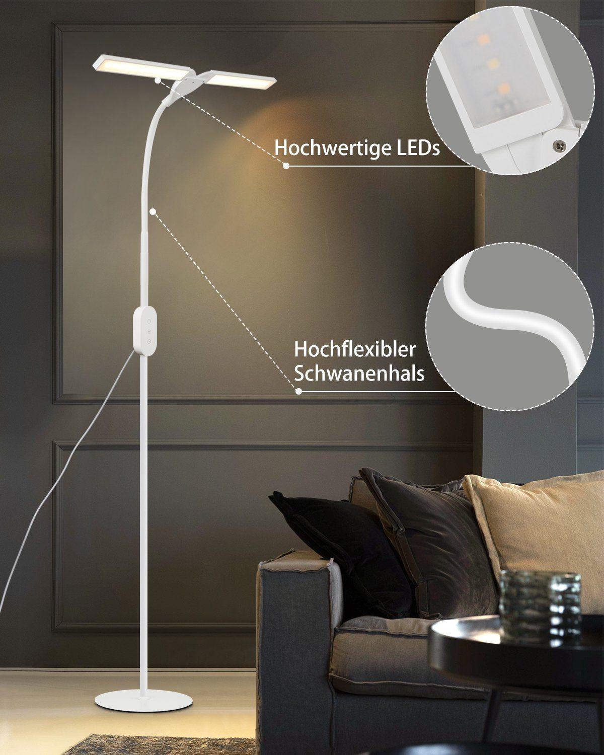 LED STEHLAMPE Glanzar 44/22/158 cm - Weiß, Metall (44/22/158cm) - ZMH