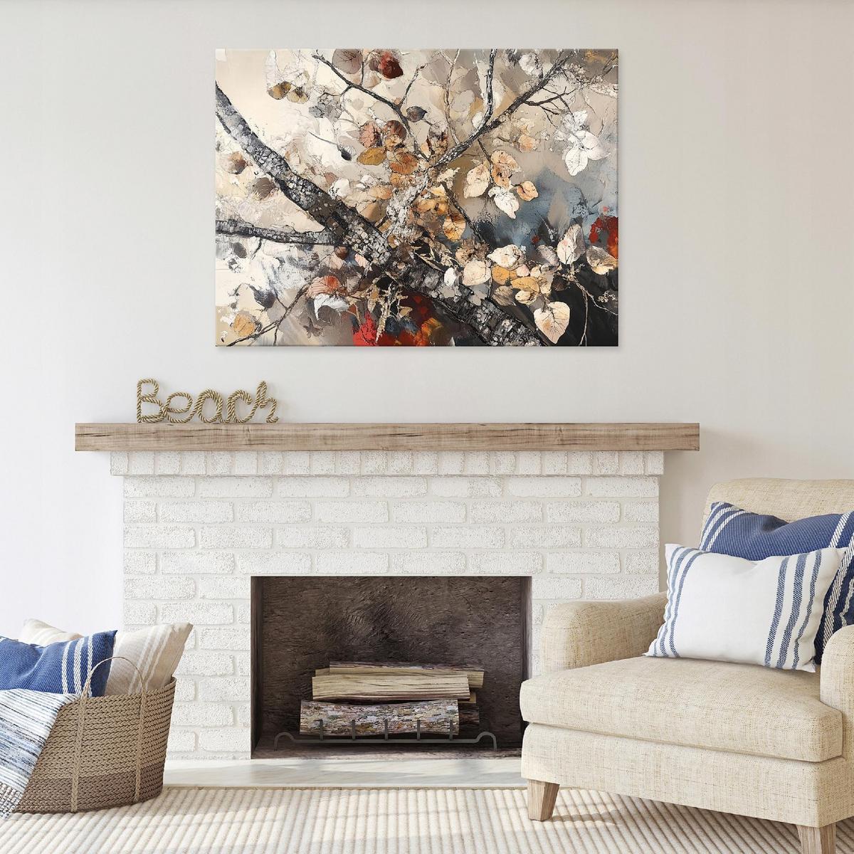 LEINWANDBILD Abstrakt Baum Modern Wohnzimmer 100x70 - Multicolor, Holzwerkstoff (100/70cm) - Wallarena
