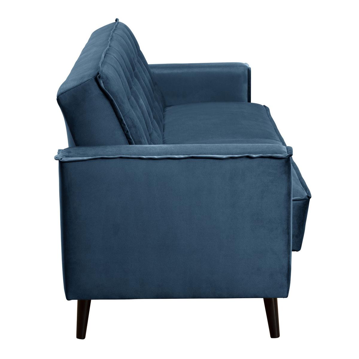 SOFA 3-Sitzer mit Bettfunktion Kaycee Samtvelours dunkelblau - Dunkelblau, Kunststoff (78/84/240cm) - 58aufmkessel